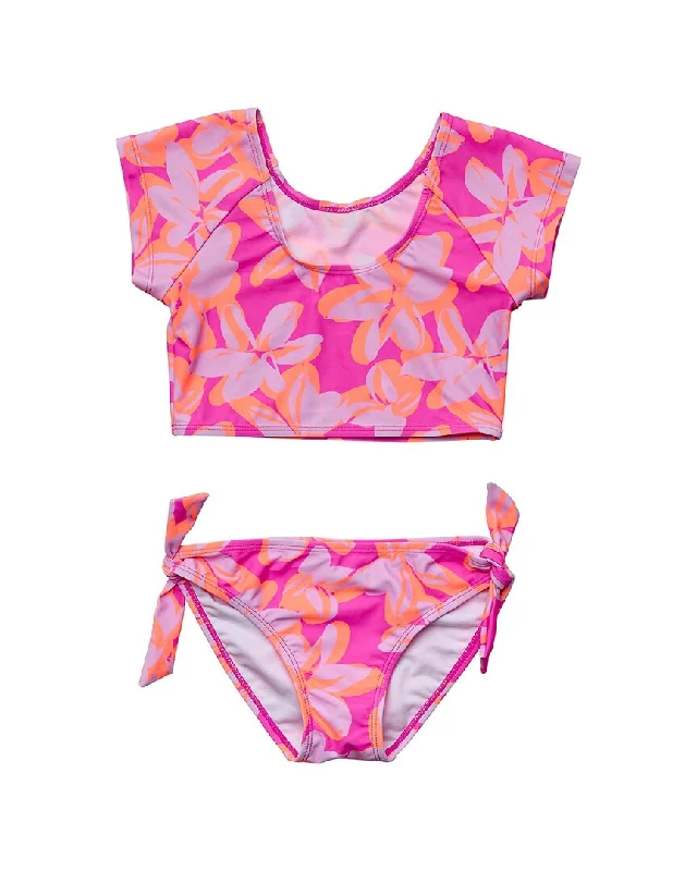 Snapper Rock Hibiscus Hype Crop Rash Top Set