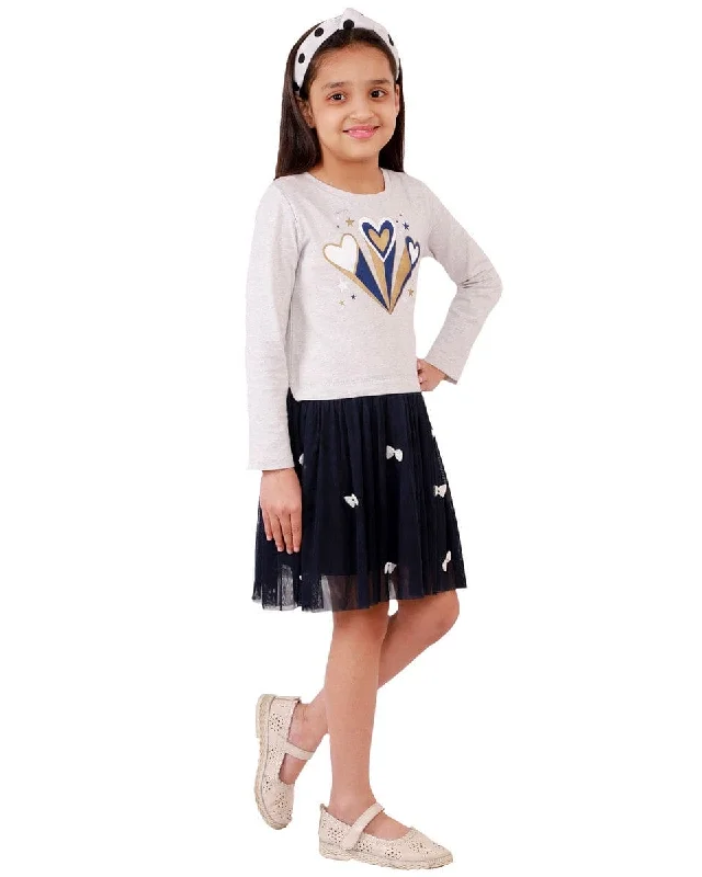 Shooting Stars & Hearts Jersey Top with Tulle Skirt Highlighted with bows