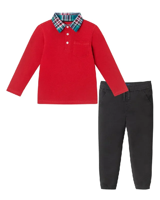 Andy & Evan Holiday Polo Shirt & Pant Set