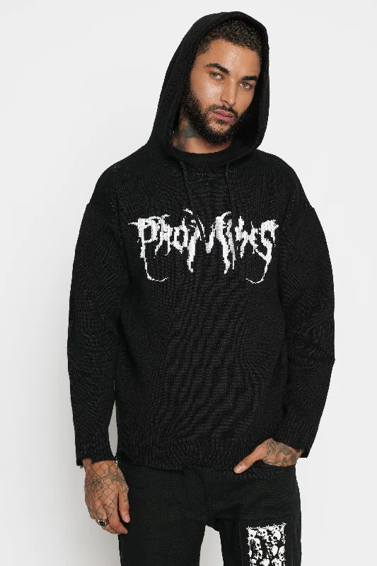 Graveyard Knit Hoodie Black