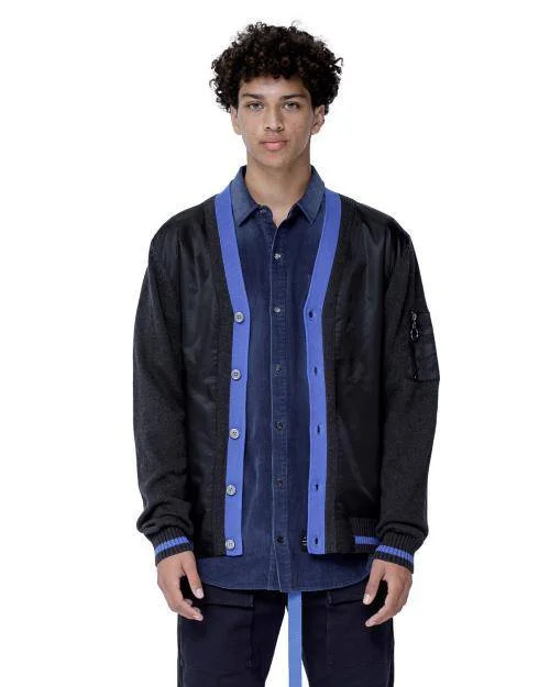 Konus Men's Cardigan With Polyester Panel in Black