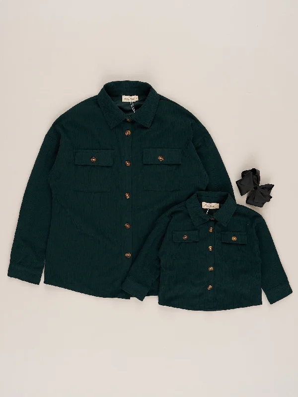 Mom & Me Corduroy Shacket - Dark Green