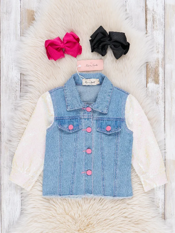 Sparkle Sleeve Denim Jacket