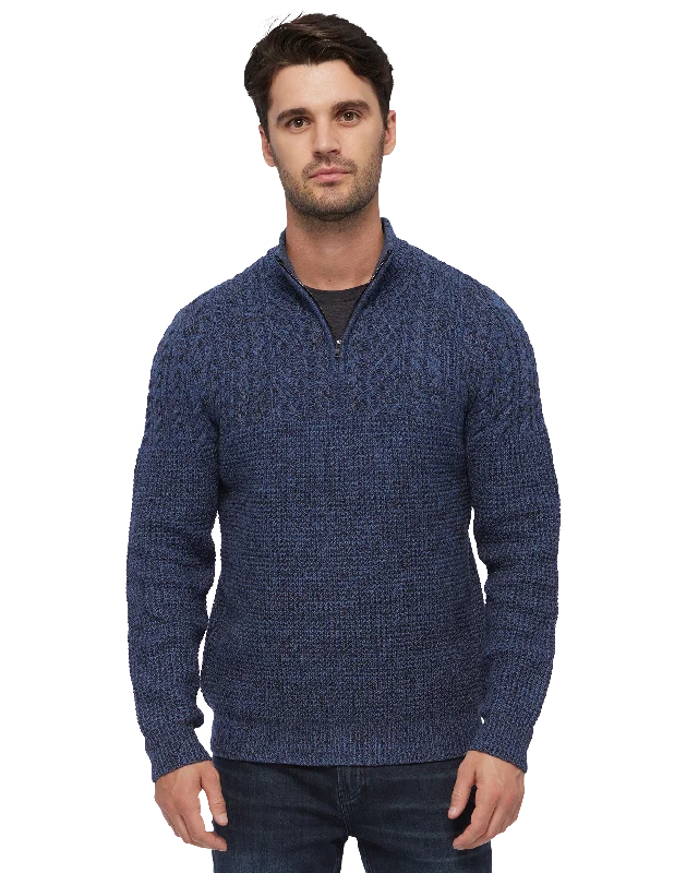 ELKTON CABLE BLOCKED 1/4-ZIP SWEATER