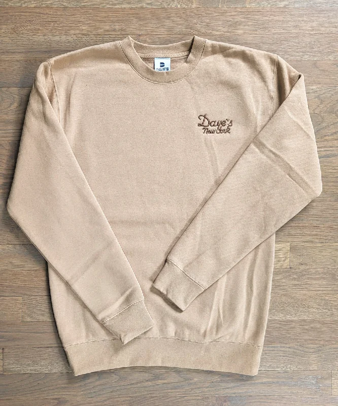 Dave's New York Vintage Logo Embroidered Crew Neck Sweatshirt - Sandstone