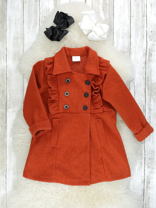 Rust Collared Ruffle Jacket