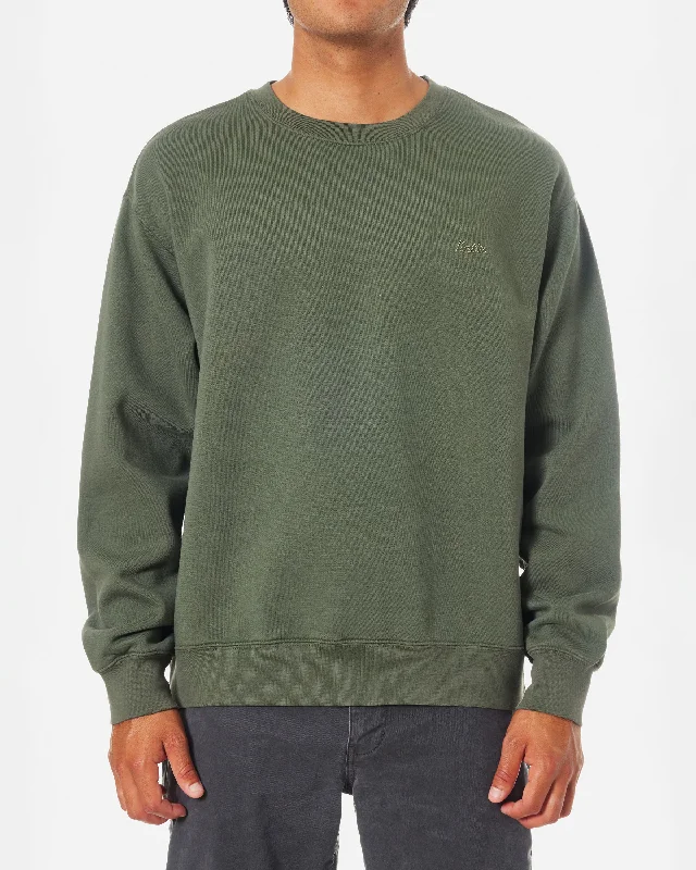 Embroidered Crew Fleece Sweatshirt in Thyme