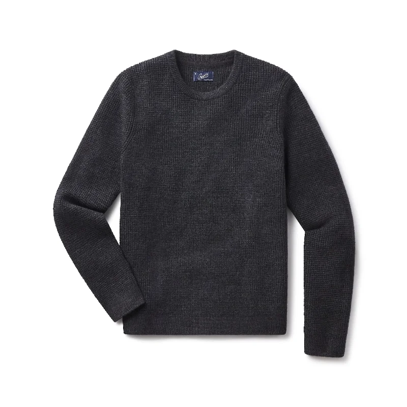 Waffle Stitch Crew Sweater - Charcoal