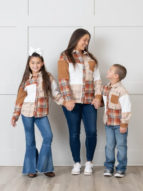 Mom & Me Brown & Beige Plaid Shacket