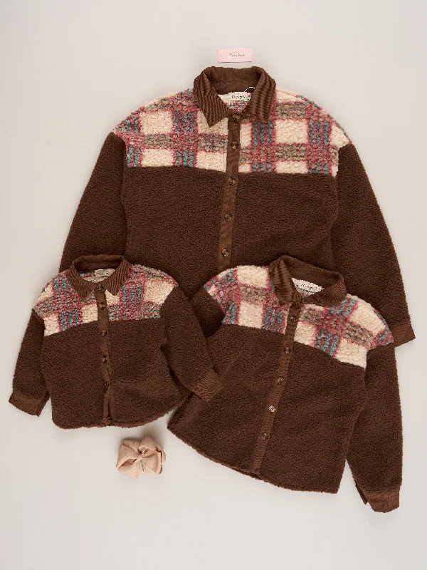 Mom & Me Brown & Plaid Teddy Shacket