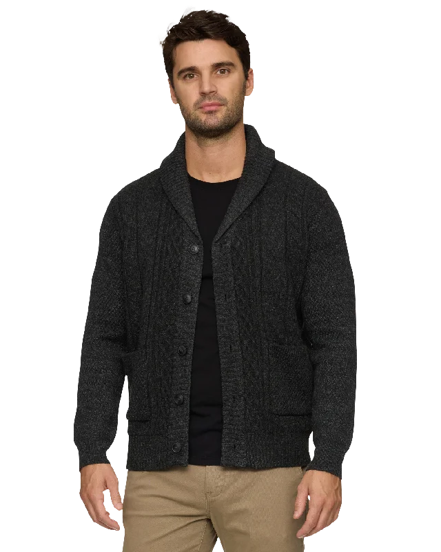 RHINELAND FLEECE-LINED SHAWL COLLAR CARDIGAN