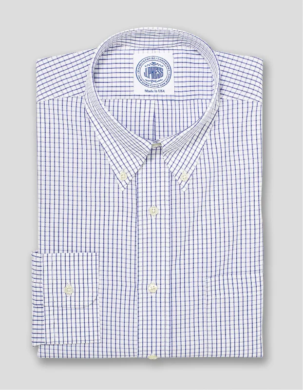 BLUE GRAPH CHECK BROADCLOTH DRESS SHIRT