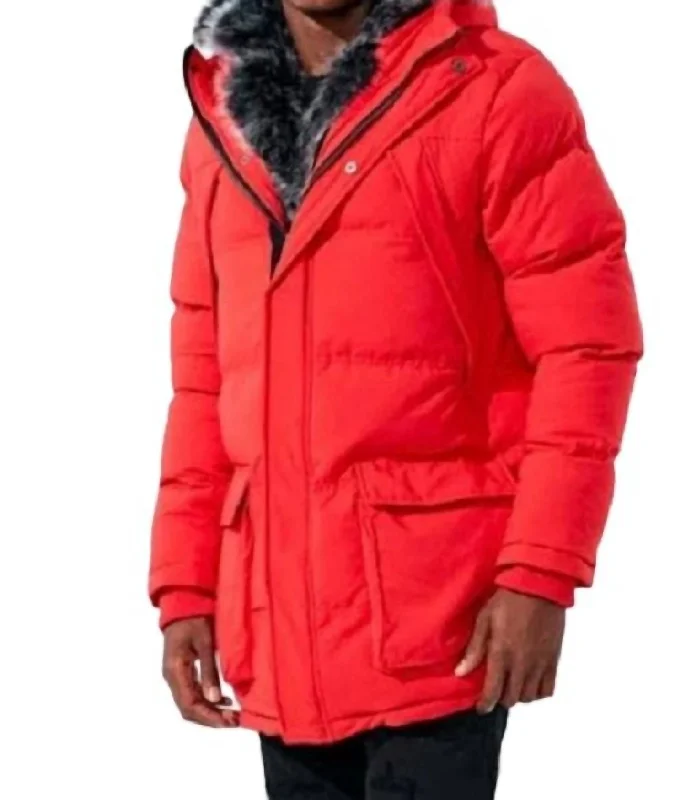 Fargo Fur Lined Parka 2.0 Jacket In Red