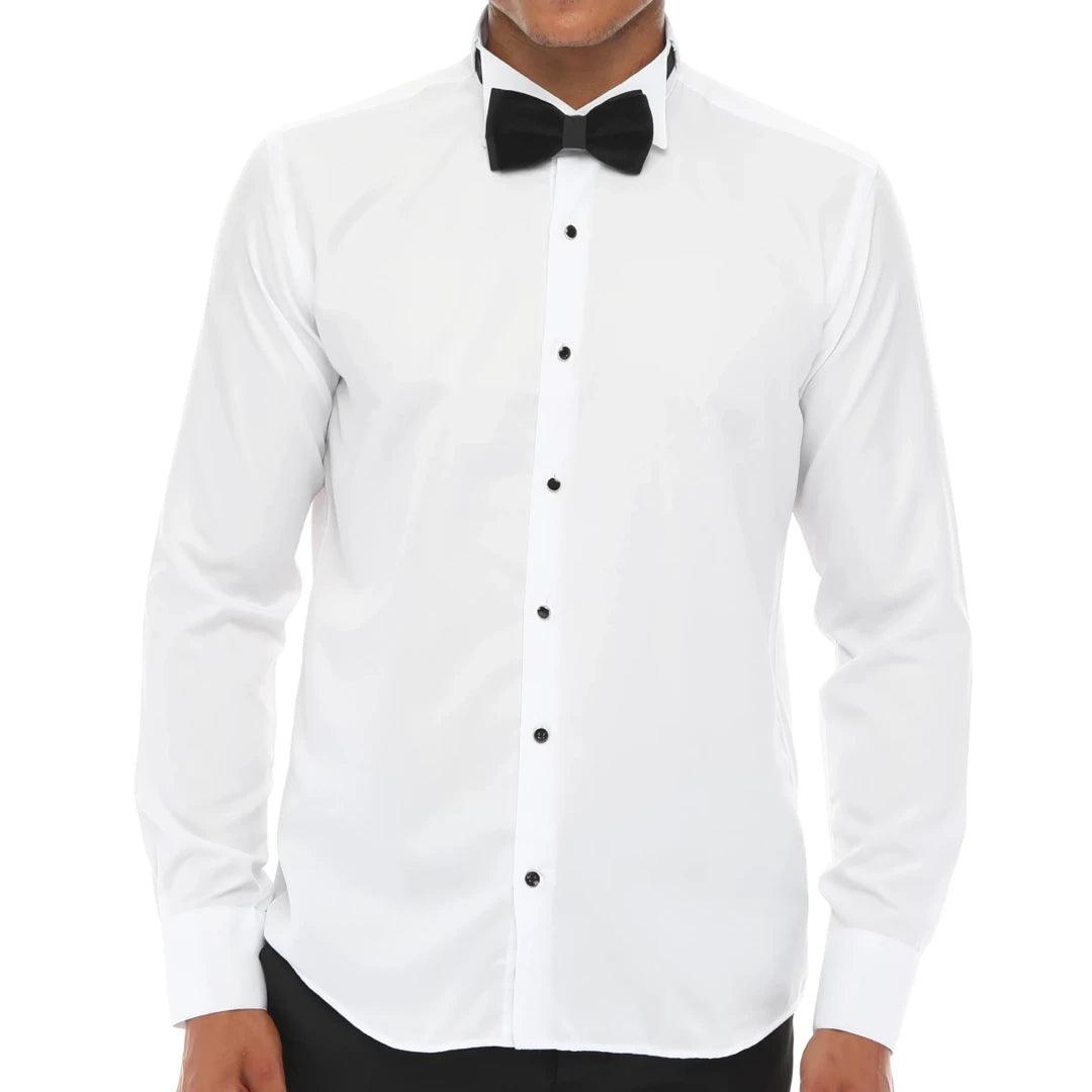 Mens Wing Collar Shirt Tuxedo White Double Cuff Dinner Classic