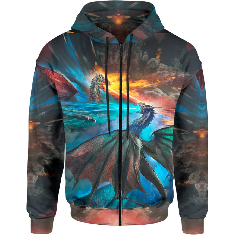 Fire and Ice Dragons Zip Hoodie