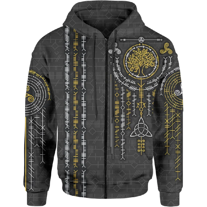 Ogham Zip Hoodie - Black Edition