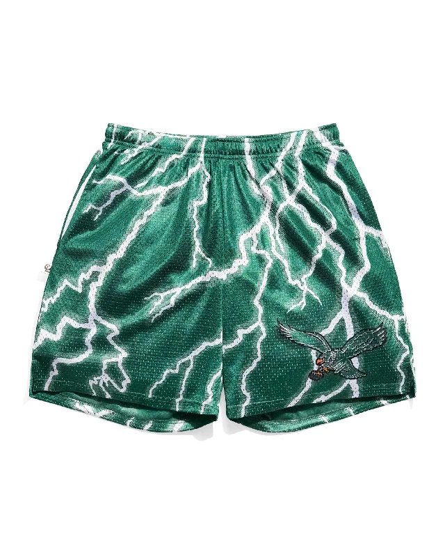 Philadelphia Eagles Kelly Green Lightning Retro Shorts