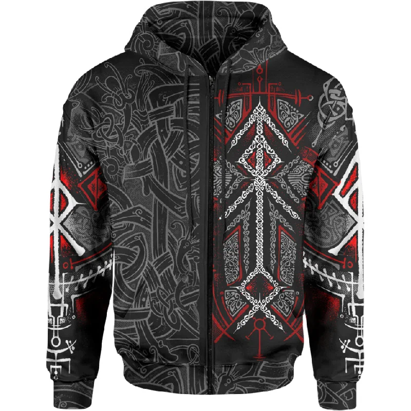 Runes of Loki Zip Hoodie - Red Edition