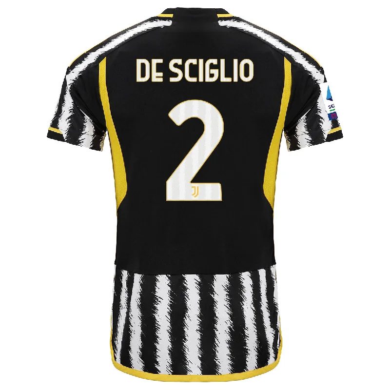 adidas De Sciglio Juventus Home Authentic Jersey 23/24 w/ Serie A Patch (Black/White)