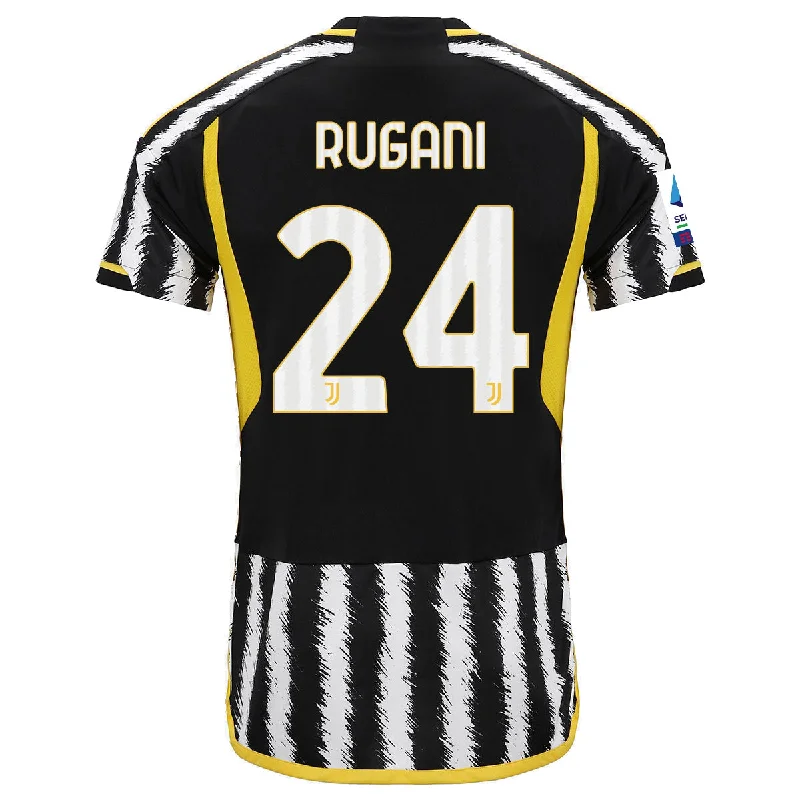 adidas Rugani Juventus Home Authentic Jersey 23/24 w/ Serie A Patch (Black/White)