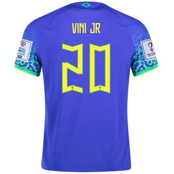 Nike Brazil Vinicius Jr. Away Jersey 22/23 w/ World Cup 2022 Patches (Paramount Blue/Green Spark)