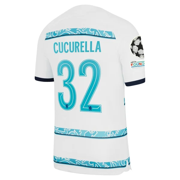 Nike Chelsea Cucurella Away Jersey w/ Champions League + Club World Cup Patches 22/23 (White/College Navy)