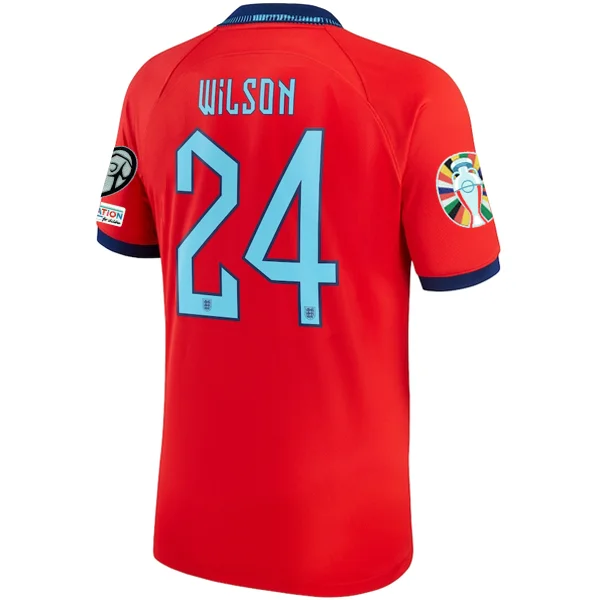 Nike England Callum Wilson Away Jersey 22/23 w/ Euro Qualifier Patches (Challenge Red/Blue Void)