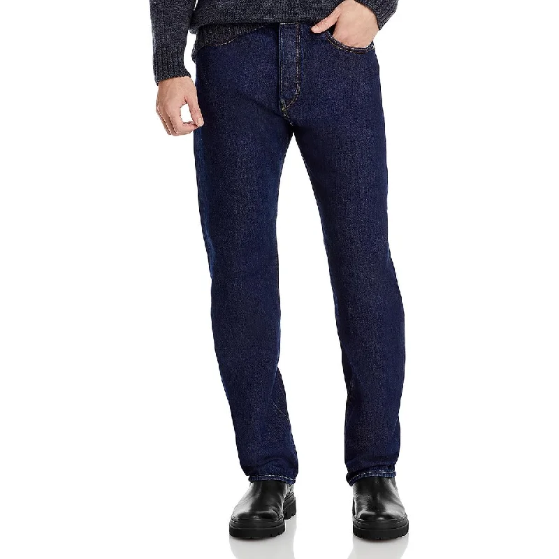 RE/DONE Mens Cotton Mid-Rise Straight Leg Jeans