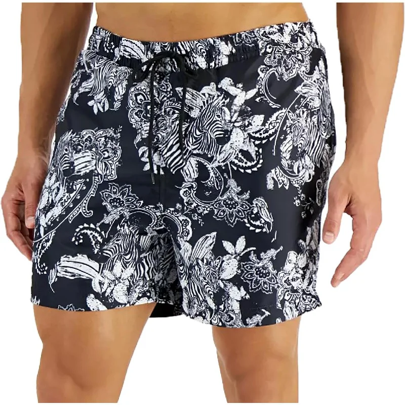 INC Mens Printed Drawstring Swim Trunks