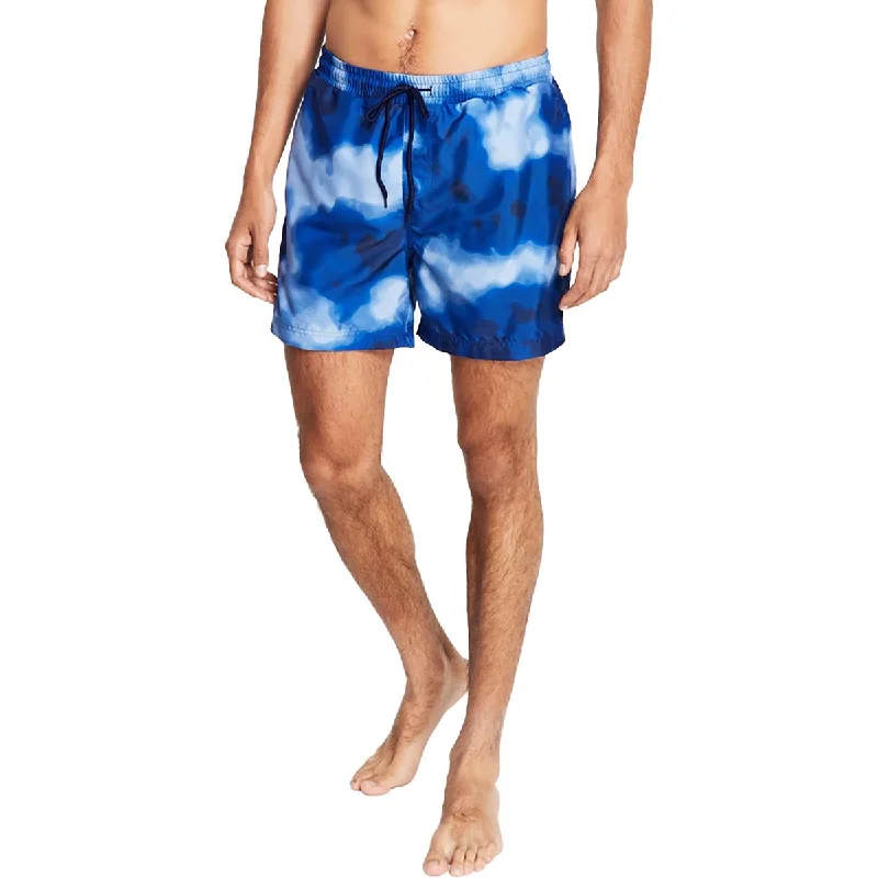 INC Mens Tie-Dye Drawstring Swim Trunks