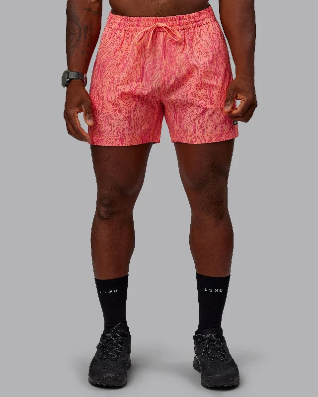 Rep 5" Performance Shorts - Topographic Mellow Peach-Pink Flash